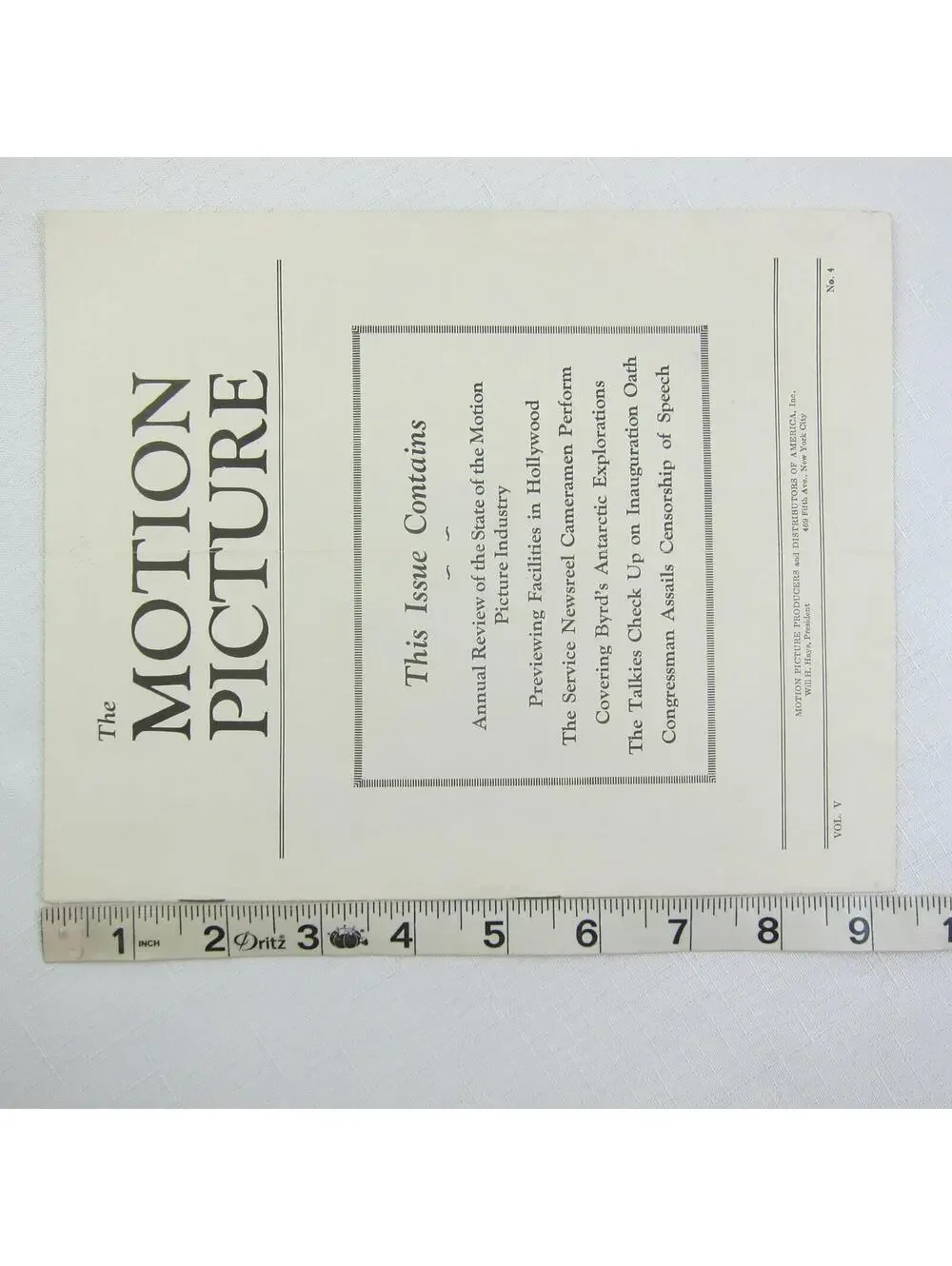 The Motion Picture News Publication MPPDA Film Industry Ephemera Vintage 1929